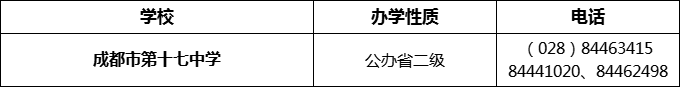 2024年成都市第十七中學(xué)招辦電話是多少？