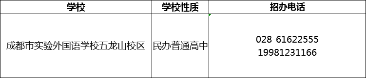 2024年成都市實(shí)驗(yàn)外國語學(xué)校五龍山校區(qū)招辦電話是多少？