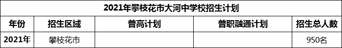 2024年攀枝花市大河中學校招生計劃是多少？