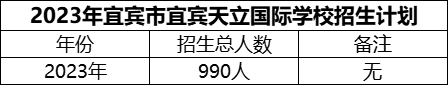 2024年宜賓市宜賓天立國際學校招生計劃是多少？