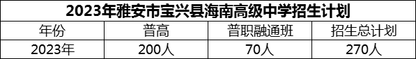 2024年雅安市寶興縣海南高級(jí)中學(xué)招生計(jì)劃是多少？