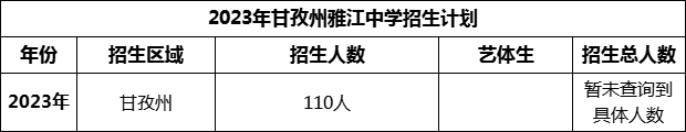 2024年甘孜州雅江中學(xué)招生計(jì)劃是多少？