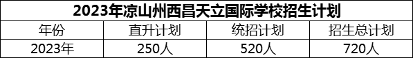 2024年涼山州西昌天立國際學校招生計劃是多少？