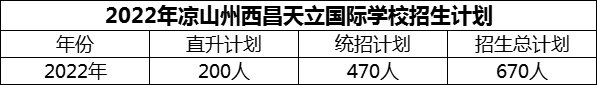 2024年涼山州西昌天立國際學校招生計劃是多少？