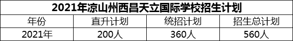 2024年涼山州西昌天立國際學校招生計劃是多少？