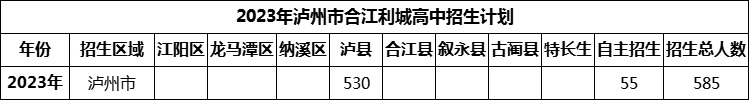 2024年瀘州市合江利城高中招生計(jì)劃是多少？