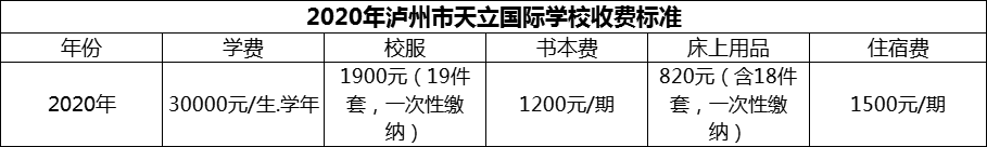 2024年瀘州市天立國際學校學費多少錢？