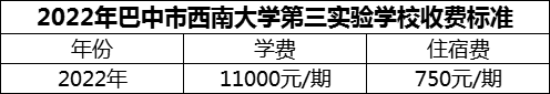 2024年巴中市西南大學(xué)第三實(shí)驗(yàn)學(xué)校學(xué)費(fèi)多少錢？