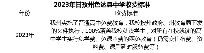 2024年甘孜州色達(dá)縣中學(xué)學(xué)費(fèi)多少錢？