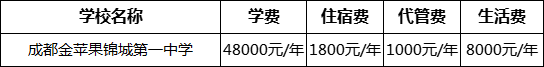 成都市成都金蘋果錦城第一中學(xué)2022年收費標(biāo)準(zhǔn)